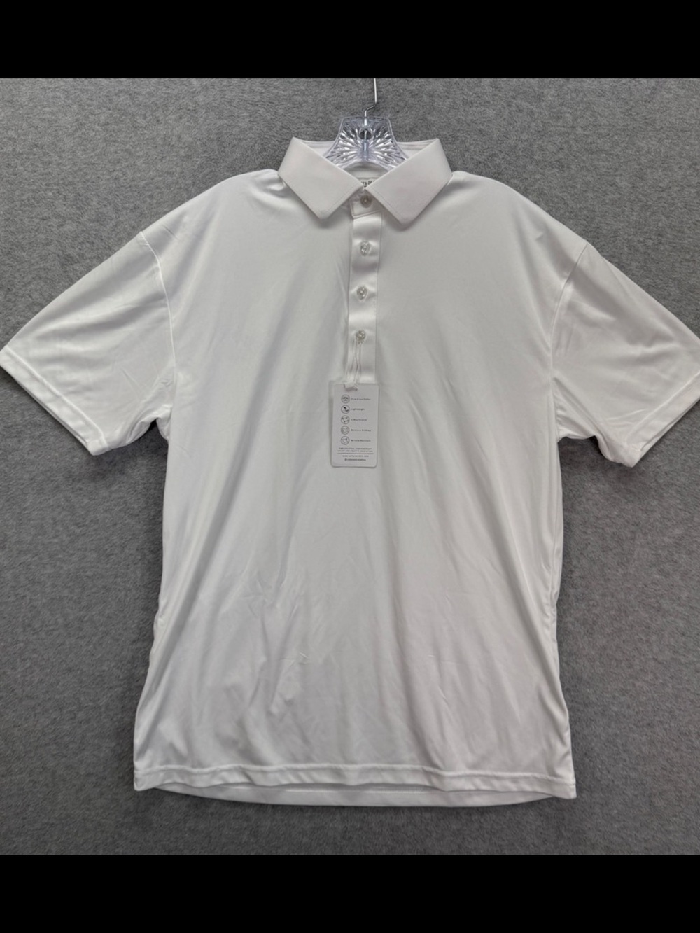 Collars & Co Polo Shirt Mens Large White Performance Stretch Golf Preppy